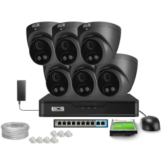 IP Monitoring Kit 6x BCS-P-EIP28FSR3L2-AI2-G 8MP, WDR 120dB, Human and Vehicle Detection, IR 30m