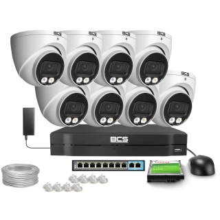 IP Surveillance Kit 8x BCS-L-EIP14FSR3L3, 4MP, SkyLight, IR 30m, WDR 120dB