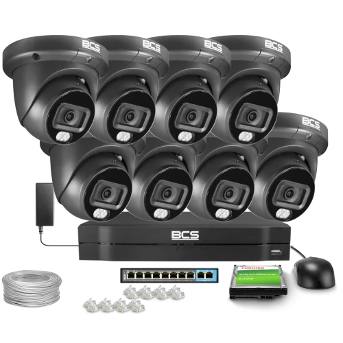 Zestaw do monitoringu IP 8x BCS-L-EIP28FCR3L3-Ai1-G, 8Mpx, NightColor, WhiteLight 30m, WDR120dB