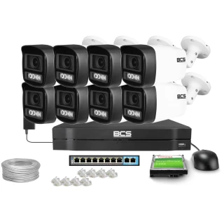 IP Monitoring Kit BCS Line 8x BCS-L-TIP14FCL5-Ai1, 4MP, NightColor 2.0, WhiteLight