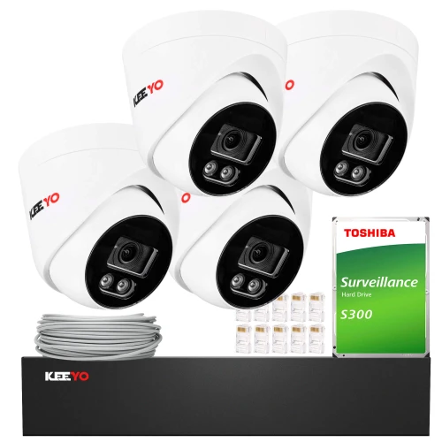 KEEYO Monitoring Kit 4x LV-V-IP8M25DF-E 8MP, IR 25m