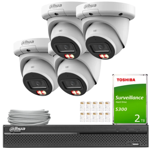 Dahua IP Set 4x IPC-HDW3649QM-S-IL-0280B, AI, Smart Dual Light, Color Full, AcuPick, SMD 4.0