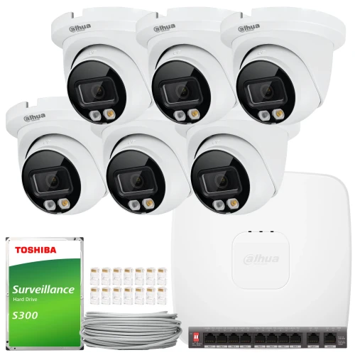 Dahua IP Kit 6x IPC-HDW2649TM-S-IL-0280B, AI, Smart Dual Light, Color Full