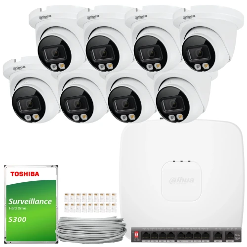 Dahua IP Kit 8x IPC-HDW2649TM-S-IL-0280B, AI, Smart Dual Light, Color Full