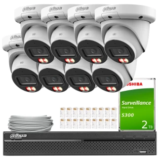 Dahua IP Kit 8x IPC-HDW3649QM-S-IL-0280B, AI, Smart Dual Light, Color Full, AcuPick, SMD 4.0