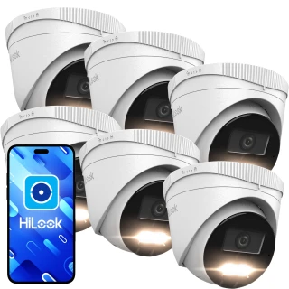 HiLook by Hikvision IP Dome Camera Set 6x PCAM-T4-30DL 4MP Dual-Light 30m