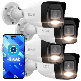 HiLook by Hikvision IP Bullet Camera Set 4x IPCAM-B6-30DL 6MP Smart Hybrid-Light 30m