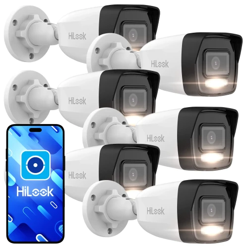 HiLook by Hikvision IP Bullet Camera Set 6x IPCAM-B6-30DL 6MP Smart Hybrid-Light 30m