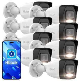 HiLook by Hikvision IP Bullet Camera Set 8x IPCAM-B6-30DL 6MP Smart Hybrid-Light 30m