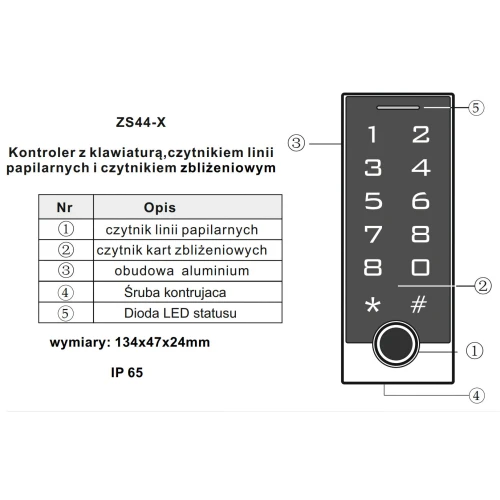 Access control set - fingerprint reader with Vidos ZS44-X Tuya Smart Wi-Fi keychains