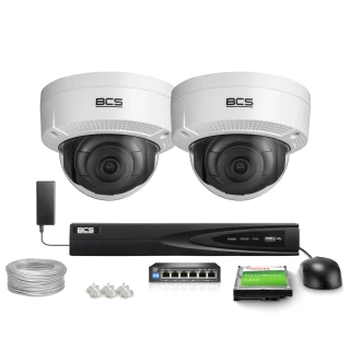 Surveillance Kit 2x Camera BCS-V-DIP14FWR3 4MPx IR 30m Vandal-proof