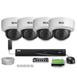 Surveillance Kit 4x Camera BCS-V-DIP14FWR3 4MPx IR 30m Vandal-proof