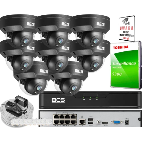 Surveillance Kit 8x BCS-P-DIP25FSR3-Ai2-G 5MPx IK10 IR 30m, Starlight, Audio, Vandal-Proof