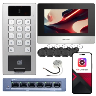 Hikvision DS-K1T502DBFWX-C Video Intercom Set, Monitor, 5 Key Fobs, Fingerprint
