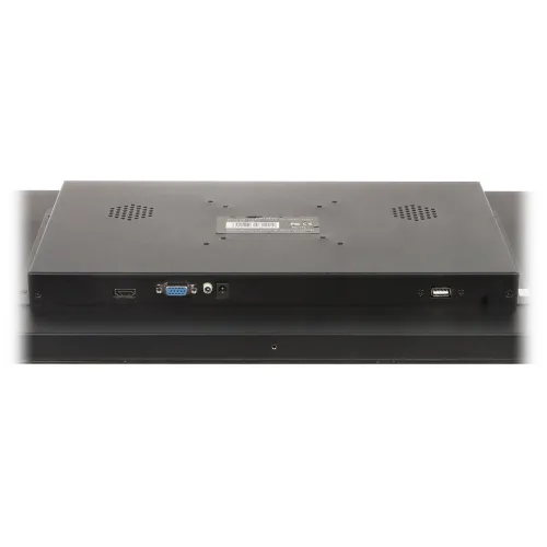 The image shows the back panel of a monitor featuring various connectivity ports, including HDMI, VGA, and USB. The design is sleek and functional, with ventilation openings for heat dissipation.